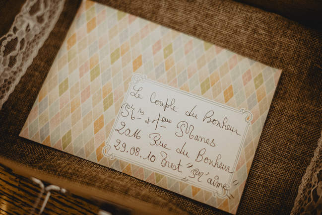 photo de petit mot d'invités à l'atte tion des mariés en Bretagne